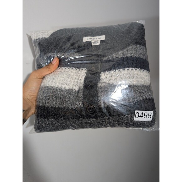 American Eagle Womens Gray Striped Long Sleeve Sweater Dress Sz S Academia - Picture 8 of 8